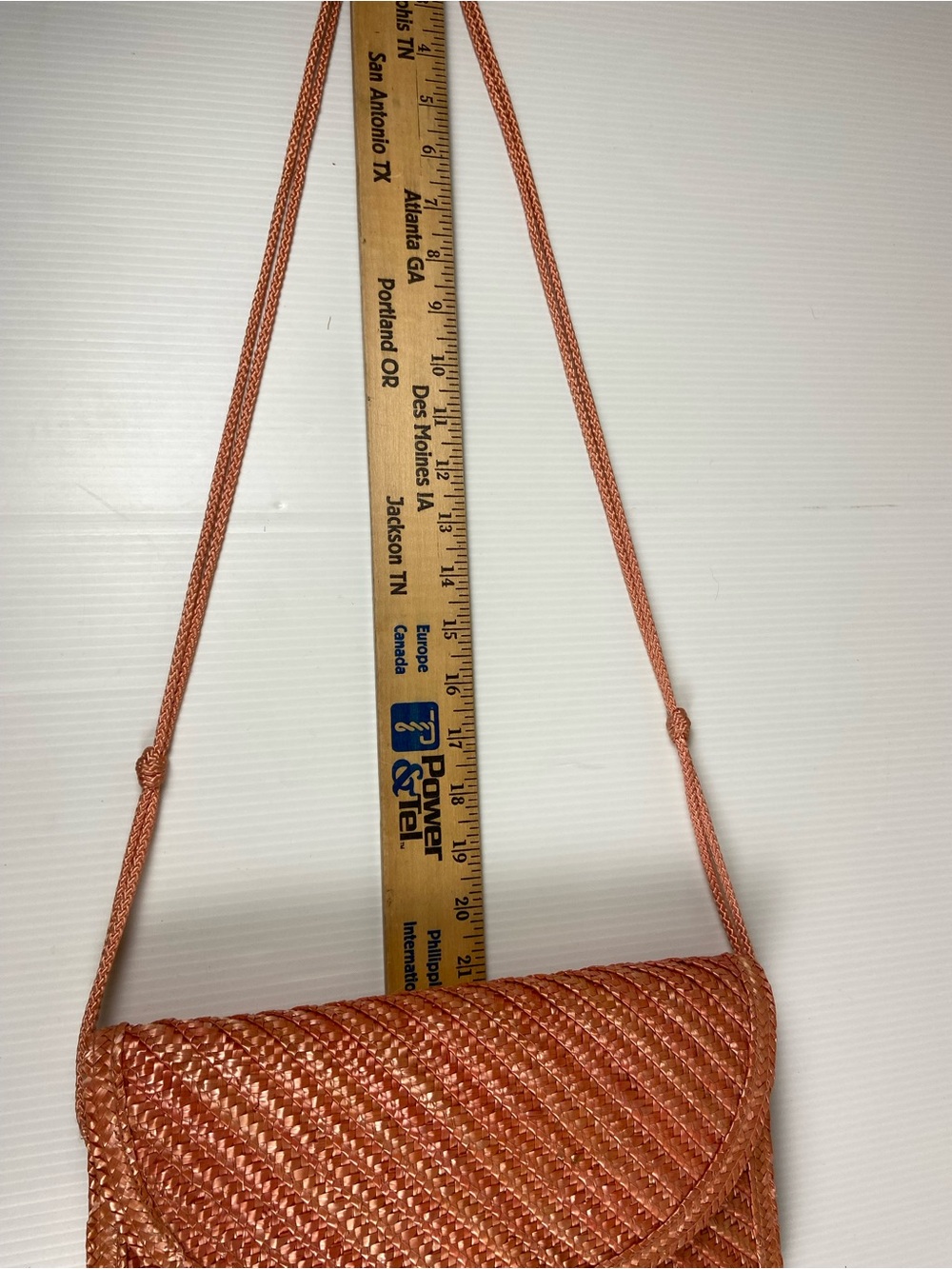 Vintage Lesco Woven Straw Crossbody Shoulder Bag Clutch Salmon Pink - Picture 5 of 9